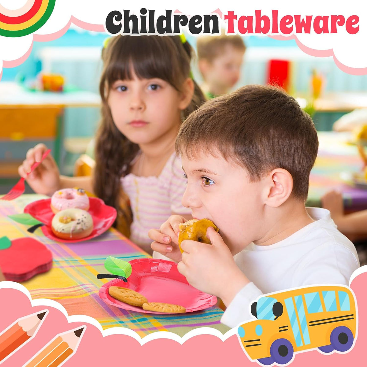120 Pcs Fall Red Apple Party Paper Plates and Napkins Forks