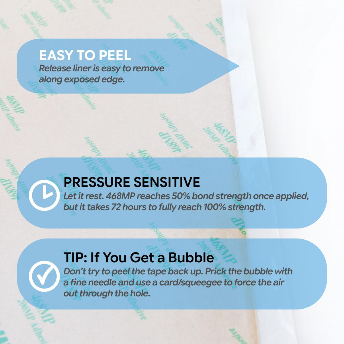 468MP Double Sided Adhesive Transfer Tape Sheets - 12 x 12 in
