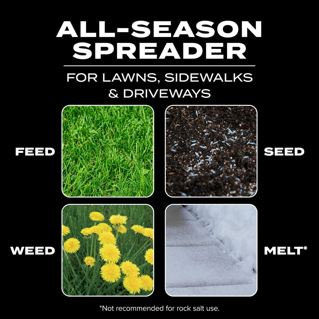 Turf Builder EdgeGuard DLX Broadcast Spreader for Seed, Fertilizer, Salt, Ice Melt, Holds up to 15,000 sq.ft.