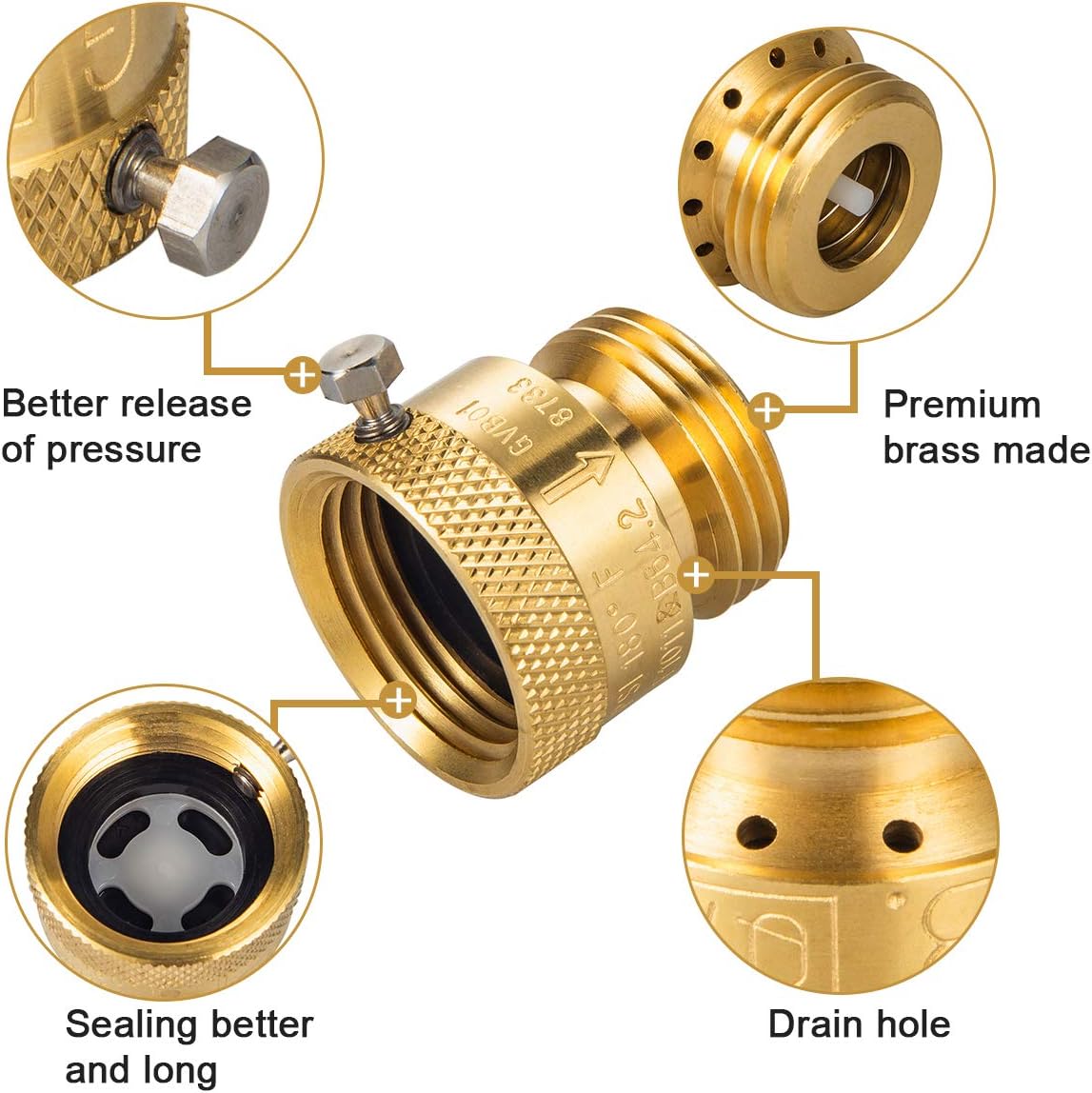 2-Pack Brass Vacuum Breaker Set 3/4" Anti-Siphon Hose Bib Valve for Garden Spigot RV Hose Connection Backflow