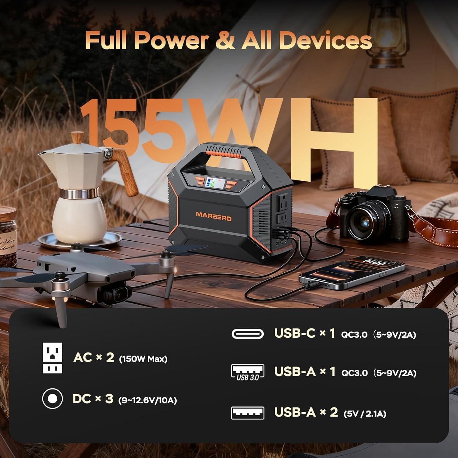 155Wh Solar Generator with Solar Panel Included 30W Portable Power Station 100W 150W Surge Multi-Output Solar Powered