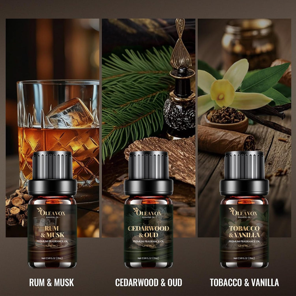 Men Essential Oils Gift Set, Premium Fragrance Oil for Diffusers for Home | Candle & Soap Scents,Agarwood &