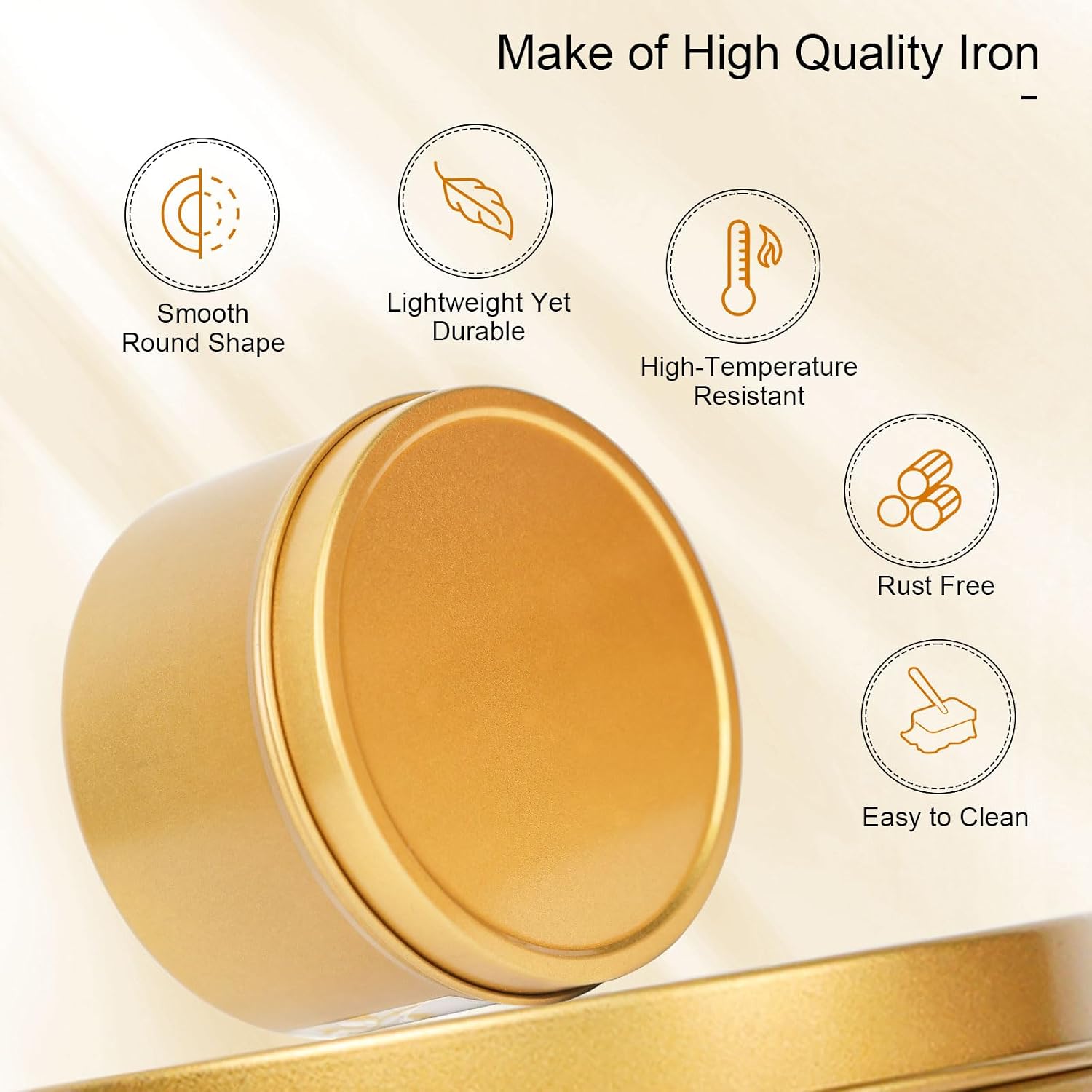 48 Pack - 24pcs 8oz & 24pcs 4oz Matte Gold Candle Tins with Lids | Dual-Size Bulk Empty Candle Containers for Candle