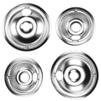 Chrome Burner Drip Pans for GE Electric Stove Top Range Set of 4