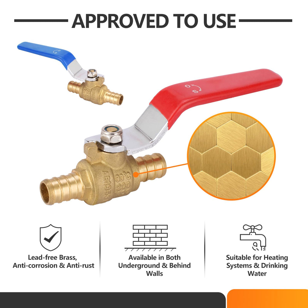 20PC HeSun 1/2" Brass Crimp PEX Ball Valve(VALVE003-20)