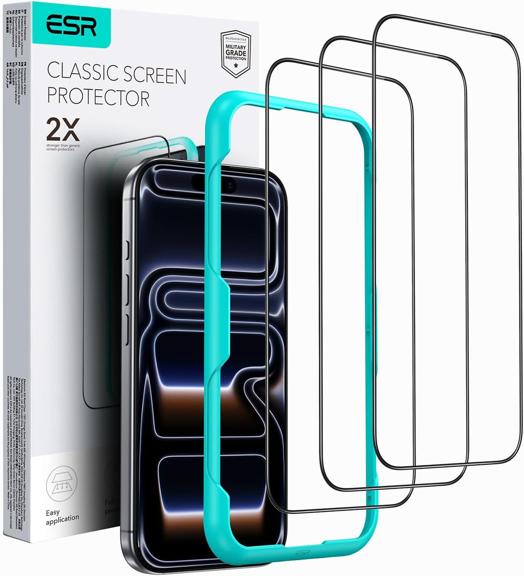 3 Pack for iPhone 17/iPhone 16 Pro Screen Protector, [9H Hardness] [Military Grade Shatterproof] Full Coverage