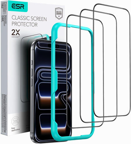 3 Pack for iPhone 17/iPhone 16 Pro Screen Protector, [9H Hardness] [Military Grade Shatterproof] Full Coverage