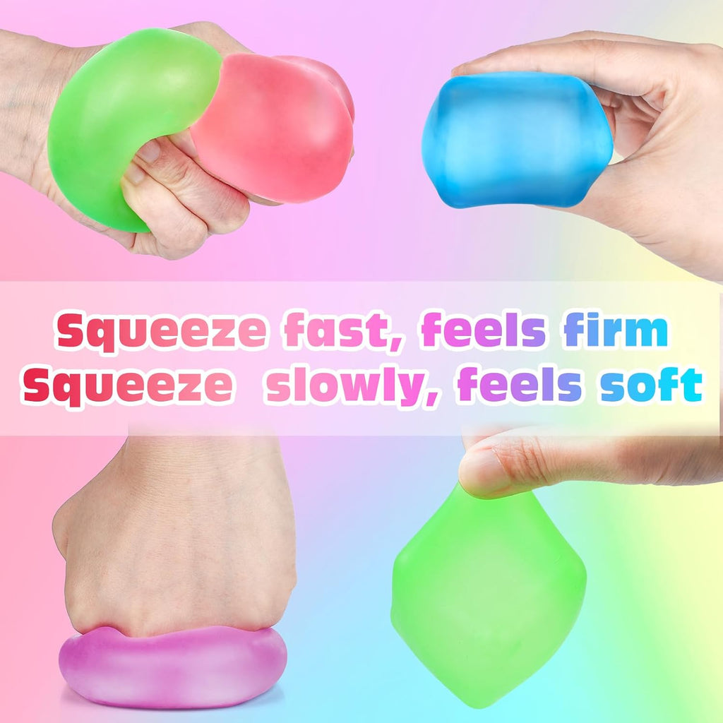 4 Pack Stress Cube,Slow Rising Ice Cube Stress Balls for Adults Kids | Sensory Fidget Toy for Anxiety Relief, Square