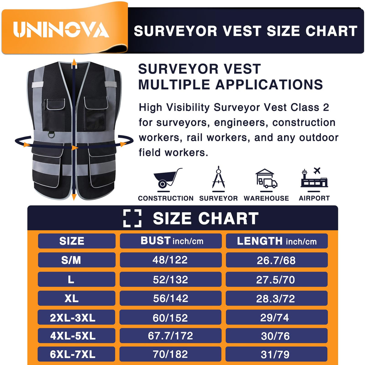 High Visibility Safety Vest - Multi Pockets Reflective Mesh Breathable Workwear, ANSI/ISEA Standards (2X-3X, Black Mesh)