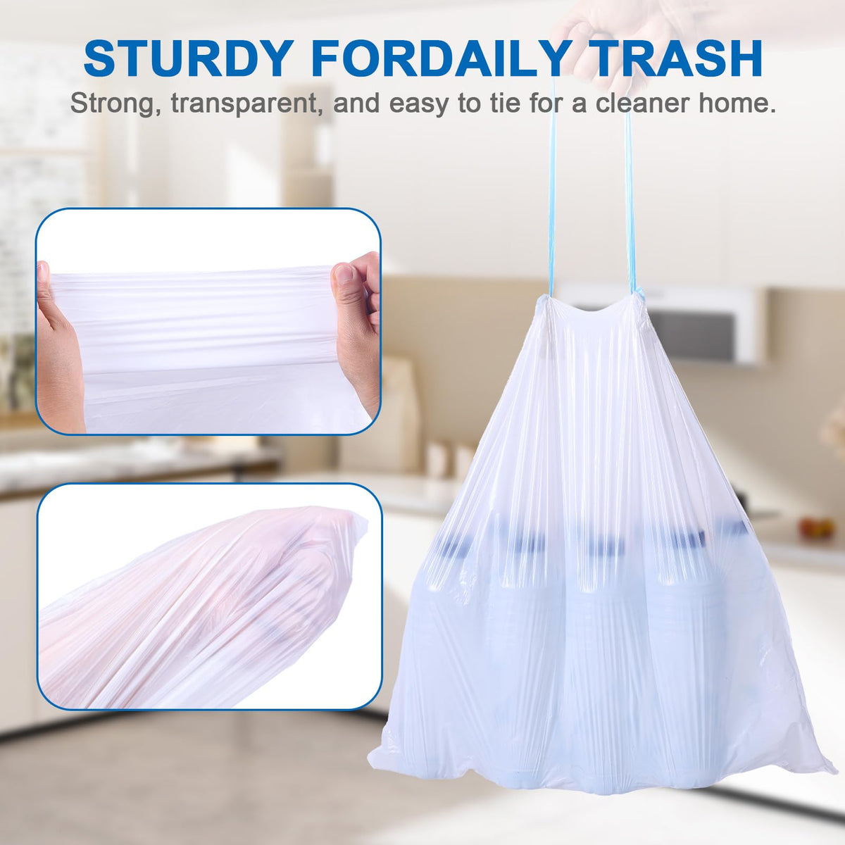 4 Gallon Small Trash Bags,1200 Count Drawstring Garbage Can Liners