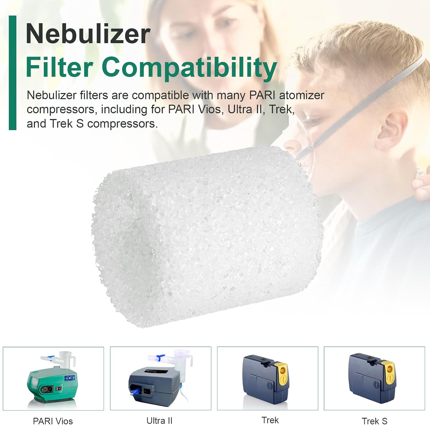 Nebulizer Filter for PARI Vios Nebulizer Compressors, Ultra II, Trek, Trek S