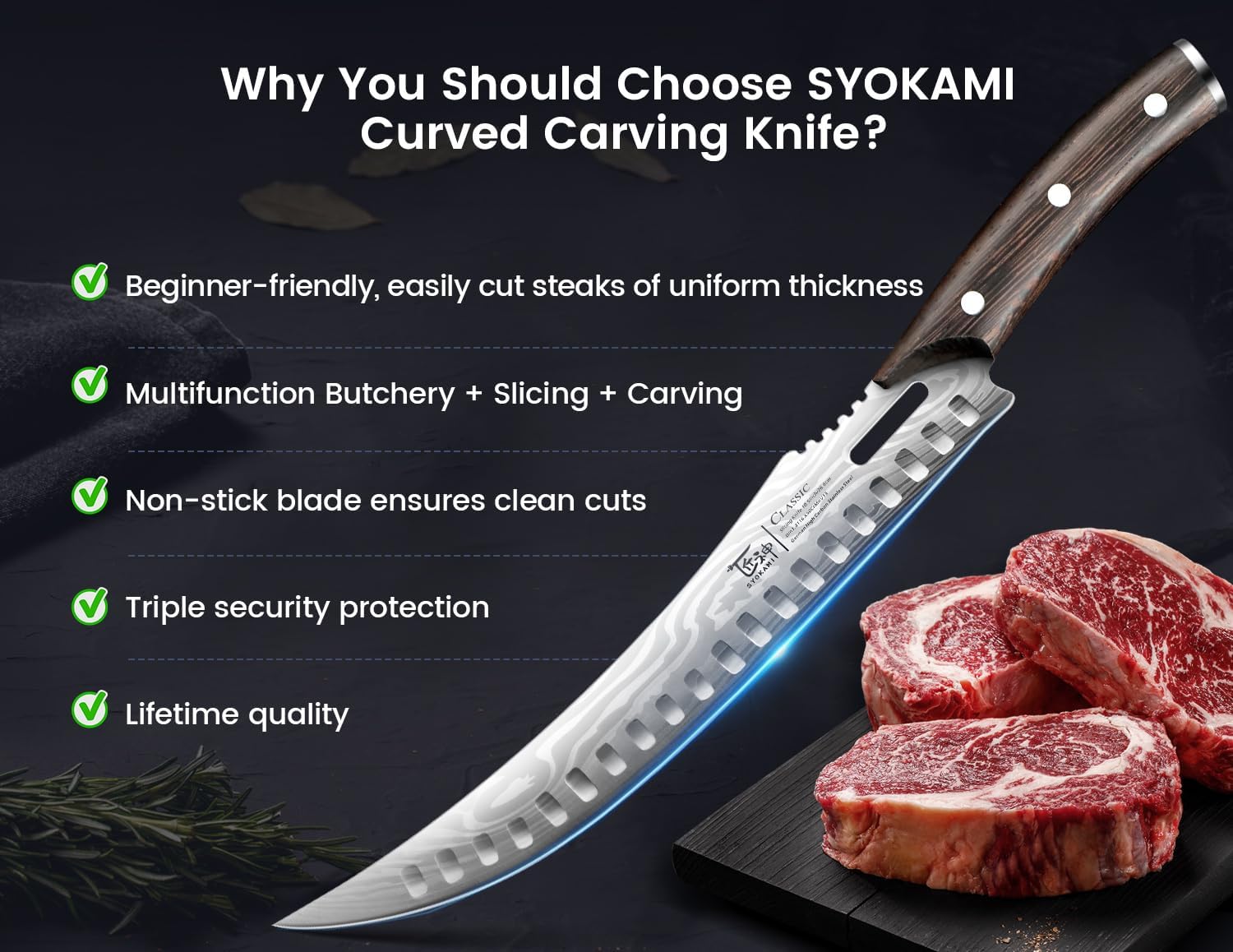 Butcher Breaking Knife for Meat Cutting, 10.5 Inch Carving Knife