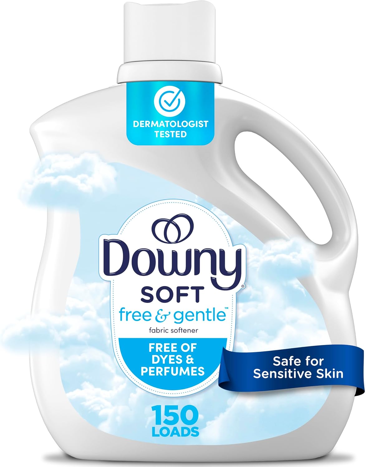 Free & Gentle Liquid Fabric Softener, 111 fl oz, 150 Loads, Hypoallergenic, Sensitive Skin Friendly Fabric