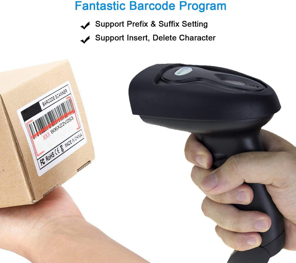 Wireless Barcode Scanner, Handheld 1D Laser Barcode Reader | 1D Printed Bar Code Reader for retail checkout, library