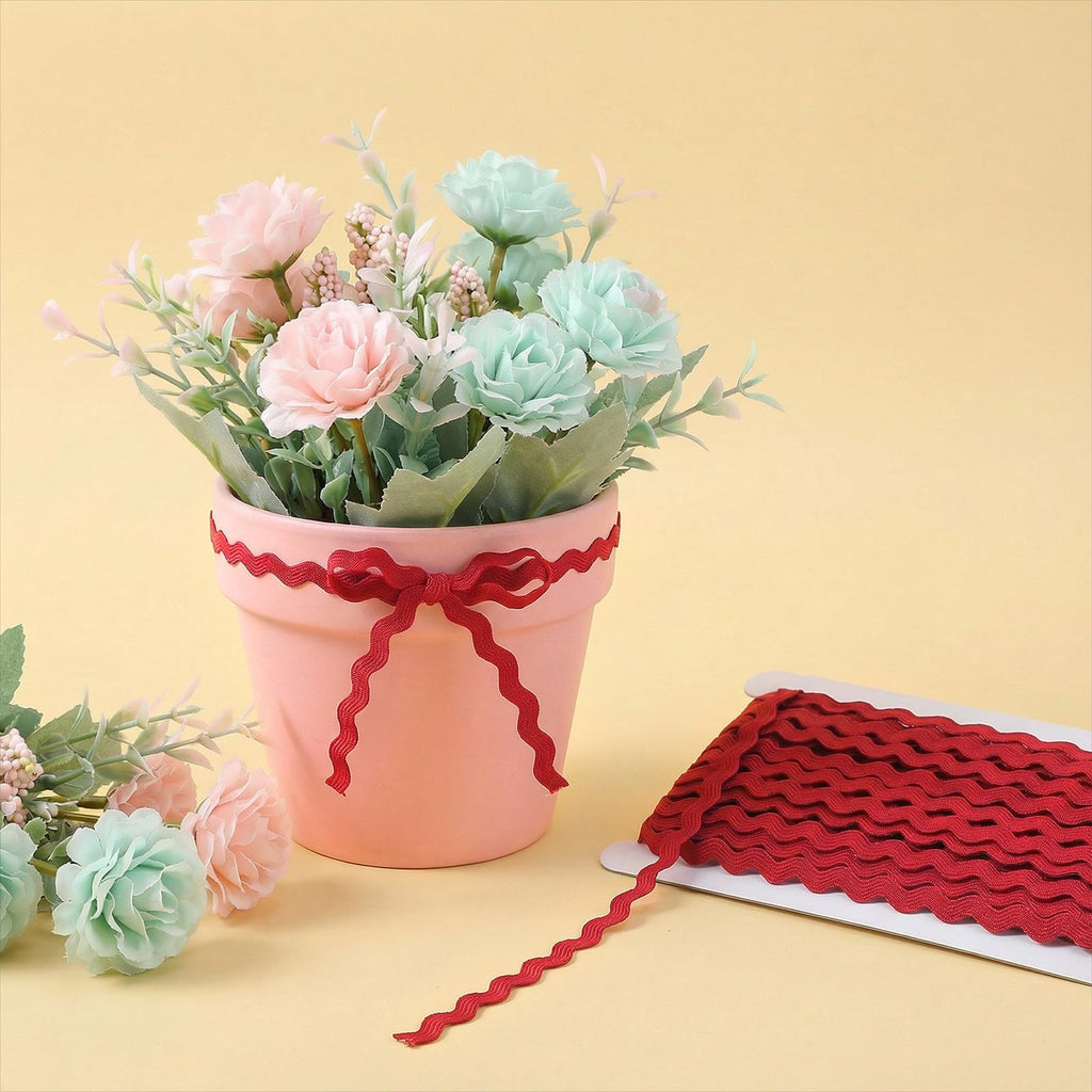 27Yards Rick Rack Trim for Sewing, 5mm Red Wave Bending Trimming