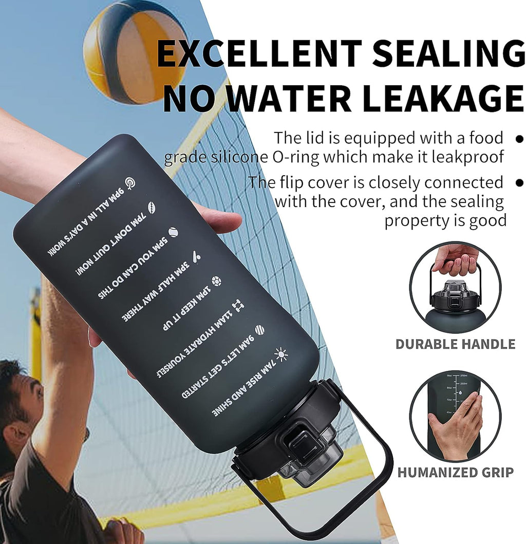64oz,100oz,128oz Large Motivational Water Bottle with Time Marker, Leakproof & BPA Free Half Gallon Big Water Bottle
