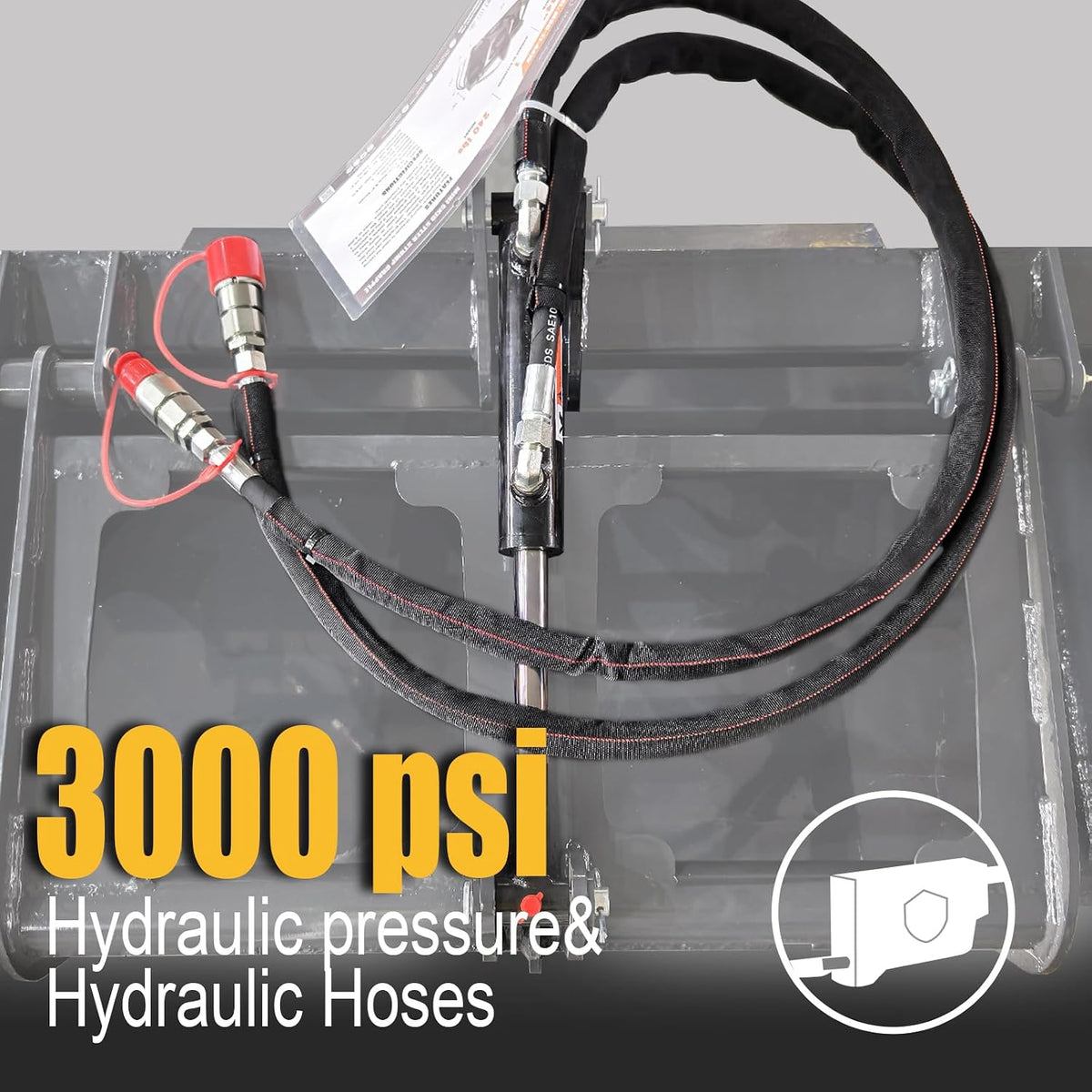 44" Mini Skid Steer Root Grapple Bucket, Universal Quick Tach Connection, 3,000 PSI Hydraulic Cylinder with Cylinder