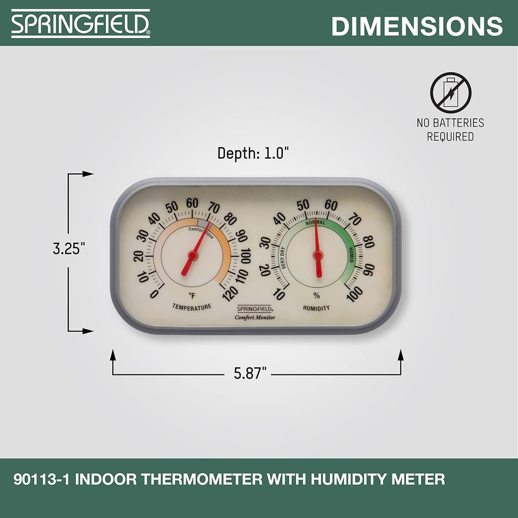 Color Track Humidity Meter and Indoor Thermometer, Analog Weather Station for the Bedroom, Nursery, Storage, and
