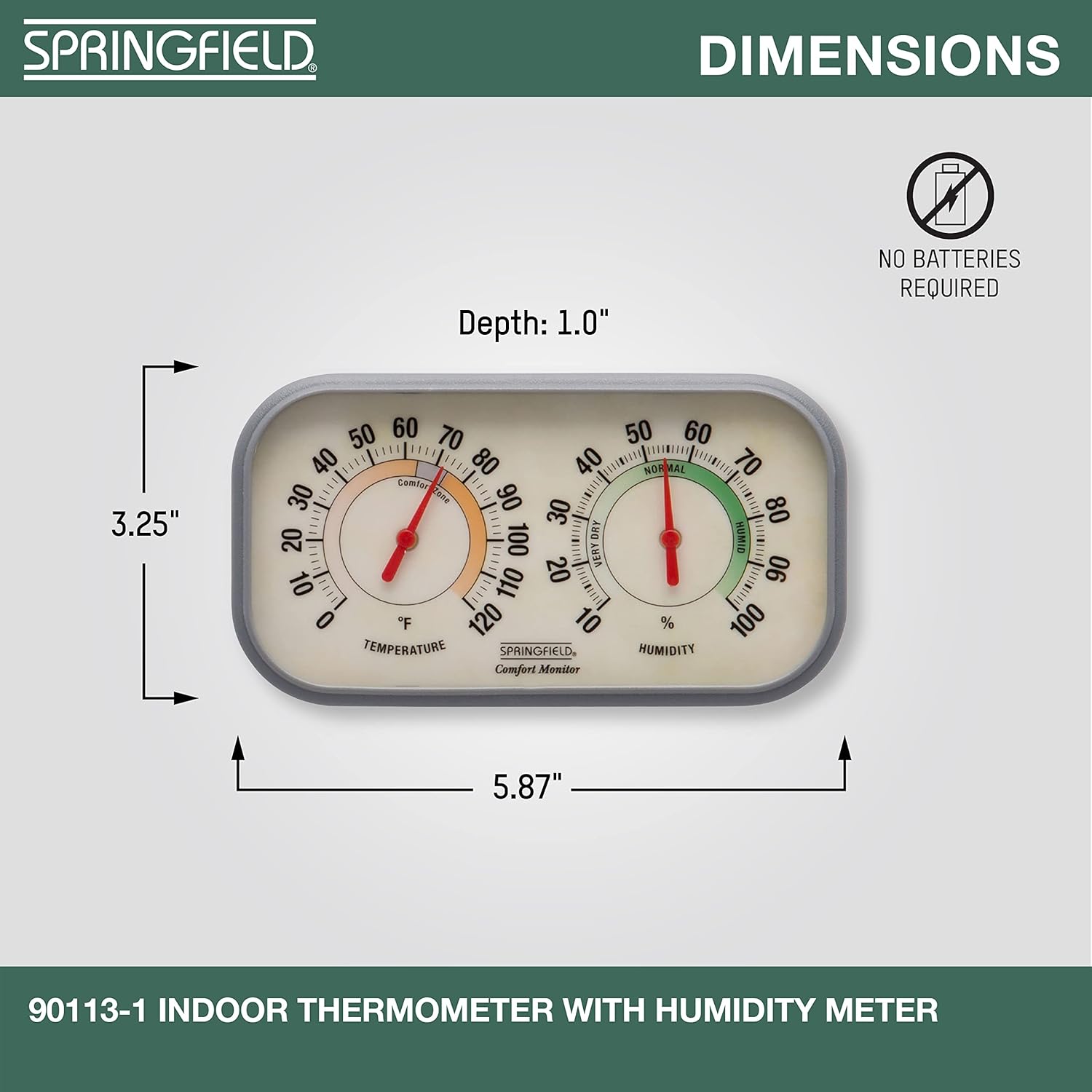 Color Track Humidity Meter and Indoor Thermometer, Analog Weather Station for the Bedroom, Nursery, Storage, and