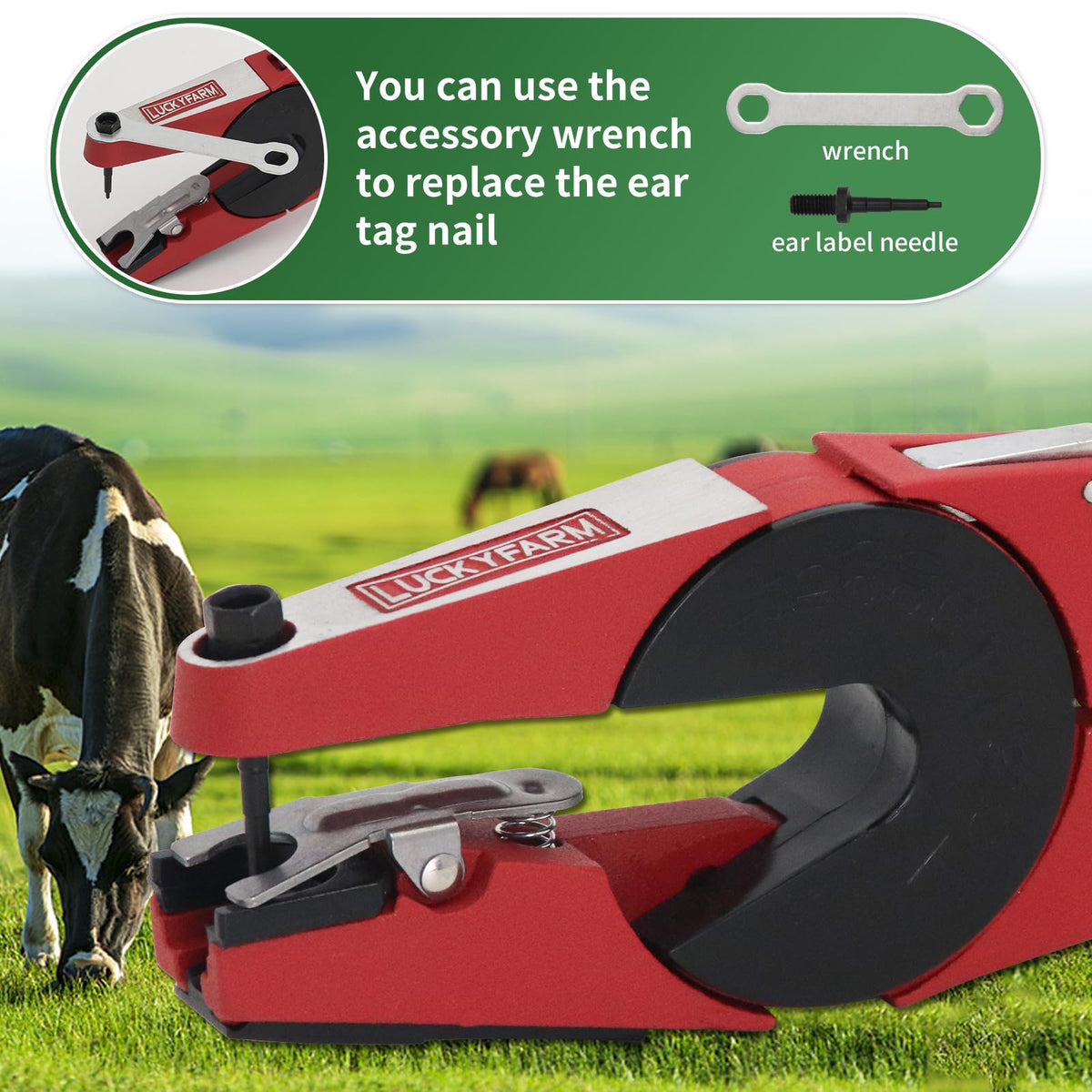 Livestock Ear Tag Pliers Animal Universal Ear Tagger Tool with Spare Pins