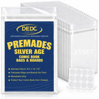 25 Set Premade Silver Age Comic Book Bags and Boards Combo Resealable