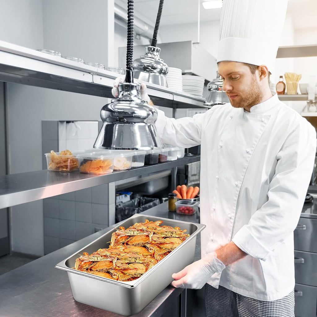 2 Pack Perforated Hotel Pans Set, Full Size, 4 Inches, 6 Inches
