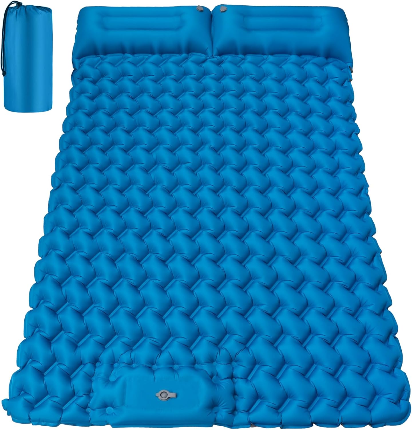 Double Camping Sleeping Pad, 4"" Extra Thick 2 Person Inflatable Sleeping Pad with Built-in Foot Pump & Pillow