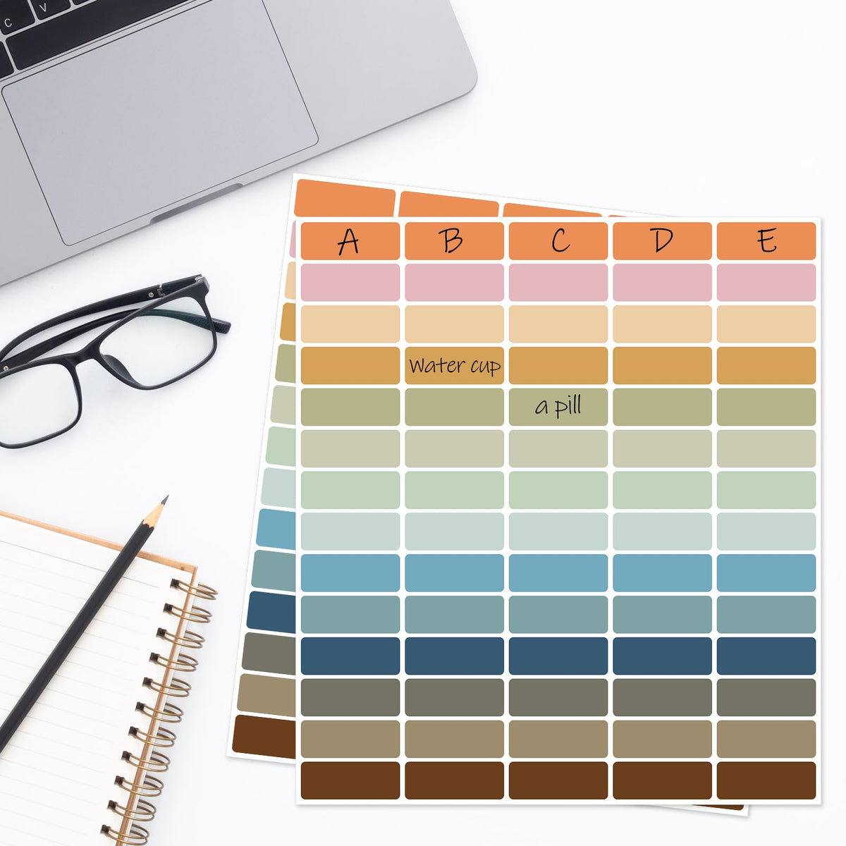 20 Sheets Color Coding Labels, Retro Color, 0.98 x 2.64 Inch