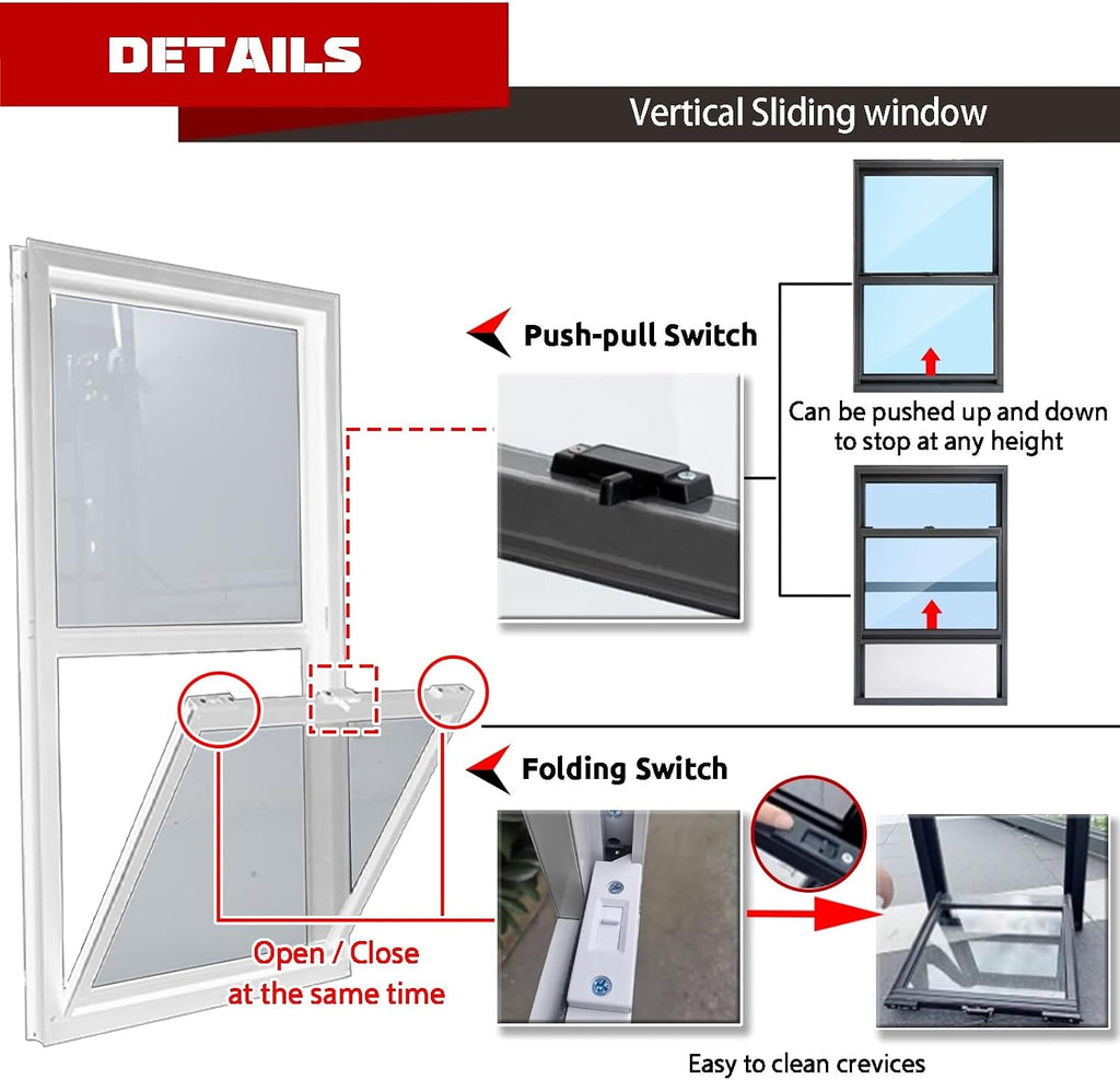 Double Hung Narrow Shed Window - Home Replacement for Basement/Garage/Loft, 18x21 in (45x53 cm), Durable & Stylish