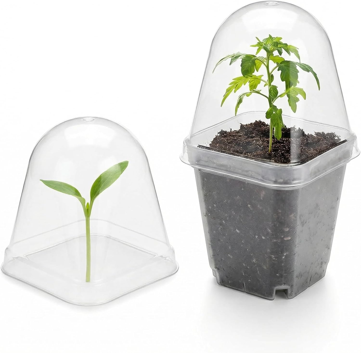 120 Pack Clear Humidity Domes, Transparent Seedling Domes Compatible with 2.7 Inch Square Nursery Pots for Seedlings