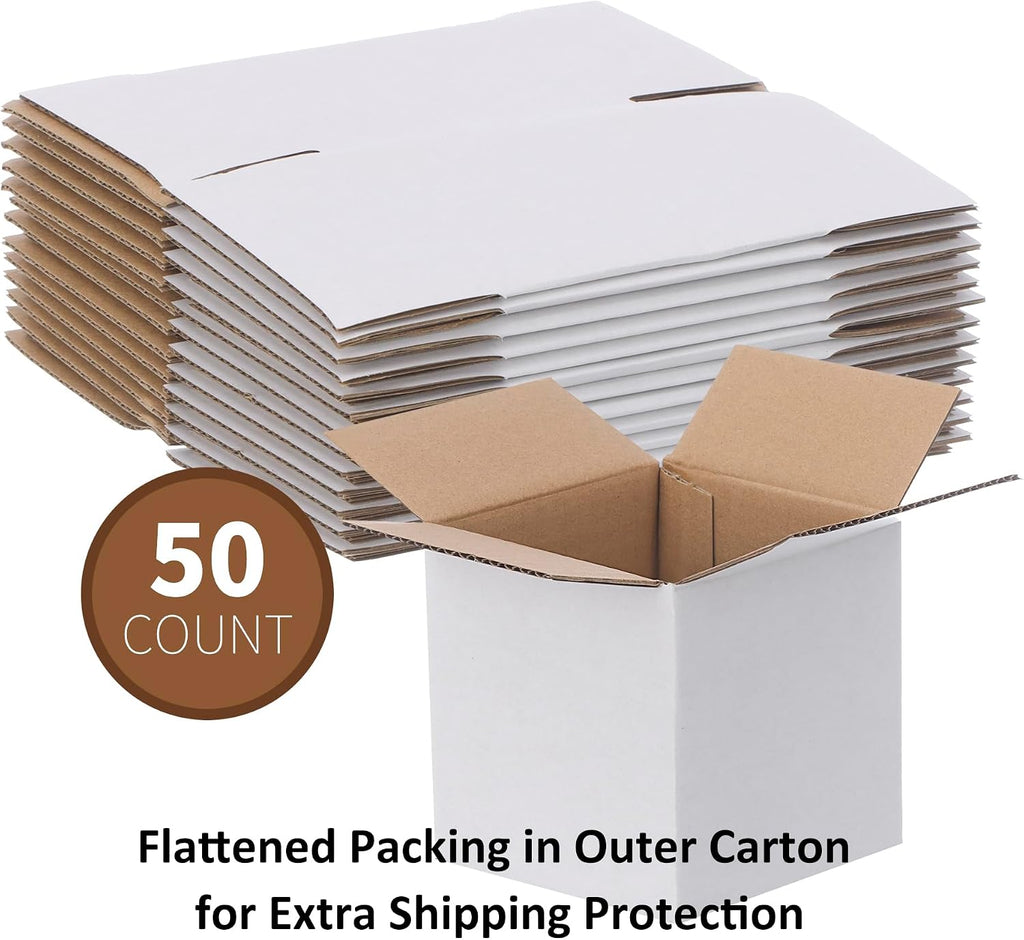 Shipping Boxes 4x4x4 inches (Inner Size), 50 Pack Sturdy Kraft Corrugated Small Cardboard Boxes for Mailing