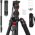 T-10 68" Foldable Aluminum Camera Tripod/Monopod | Max. Payload 33lb, Height Adjustable from 19.7" to 67.7", Works