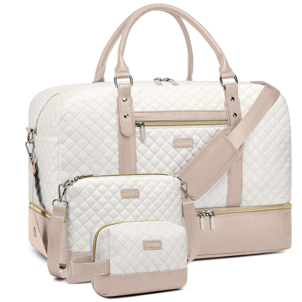 Large Weekender Bag for Women Travel: 3PCS Duffel Bag with Shoe Compartment