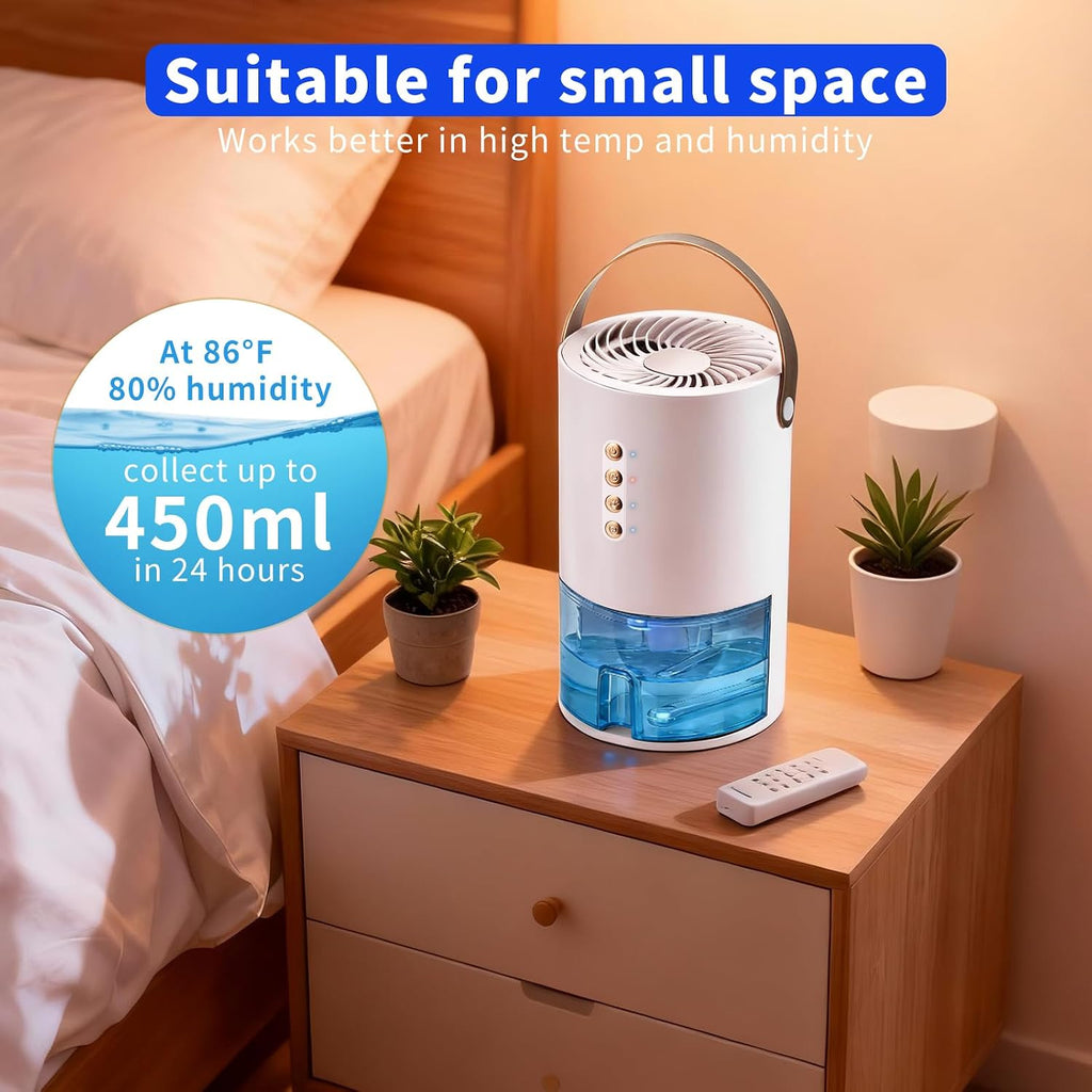 Dehumidifier for Home, 60 Oz | Small Portable Design, For Basement, Bedrooms, Bathrooms, Closets, RVs, Automatic