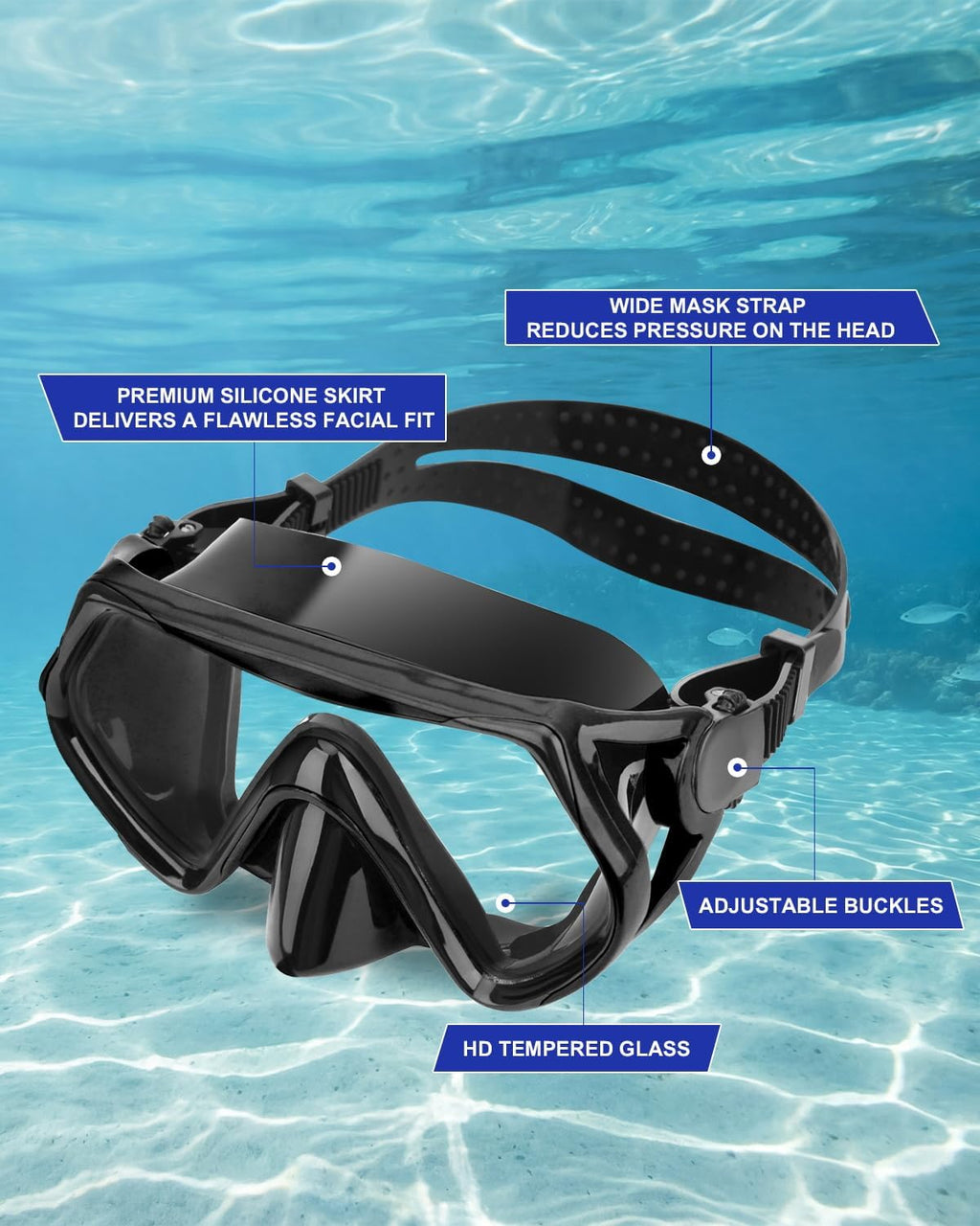 Snorkeling Gear for Adults, Dry Snorkel Mask Set, Scuba Diving Snorkle mask Set Adult, Panoramic Wide View Anti-Fog