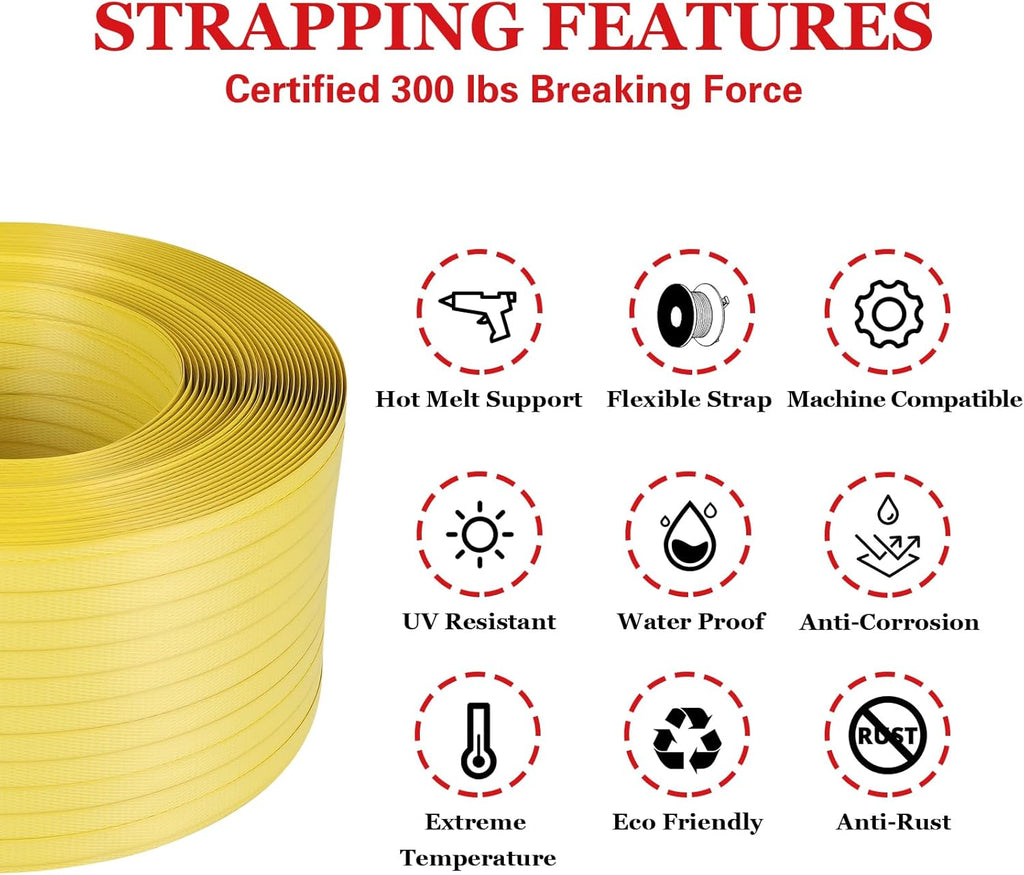 Banding Strapping Kit, Poly Strapping Kit, Packaging Banding Tool with 1/2" Width, 2600 ft Length Polypropylene