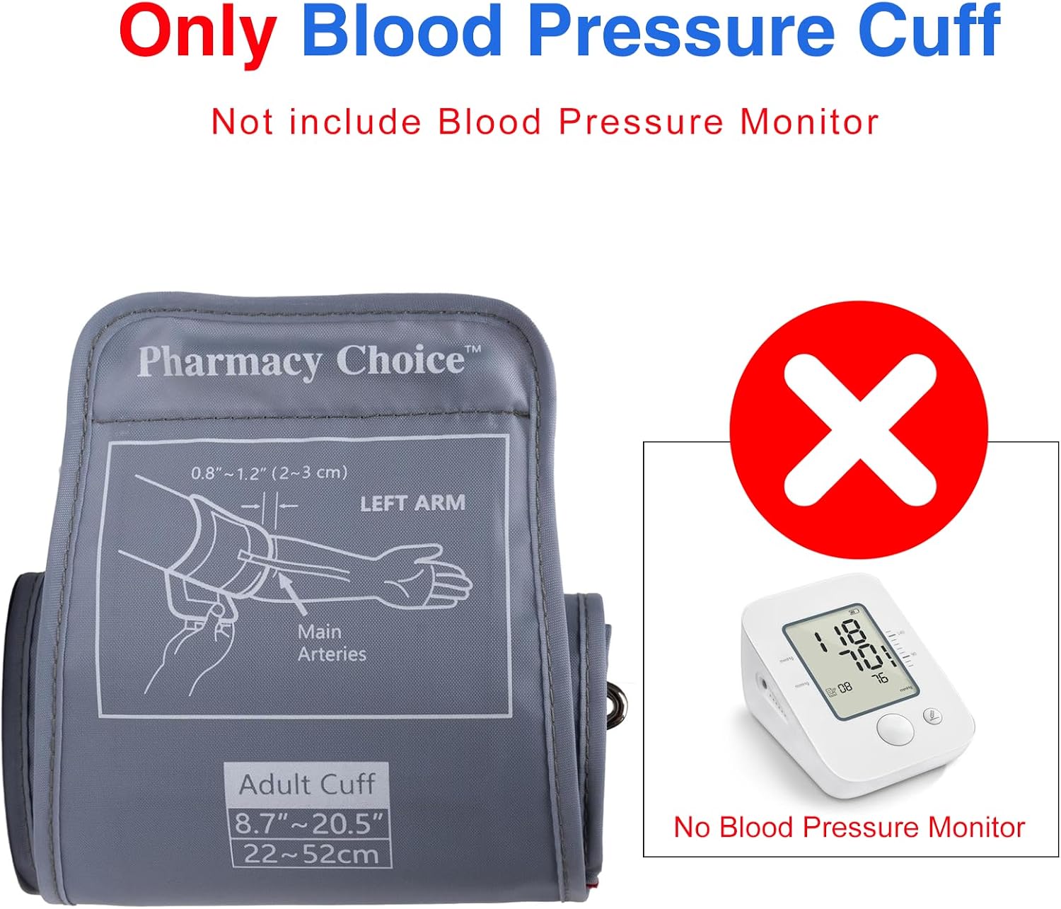 Extra Large Blood Pressure Cuff, Compatible with Most Monitors, ARM Blood Pressure Replacement Cuff with 8