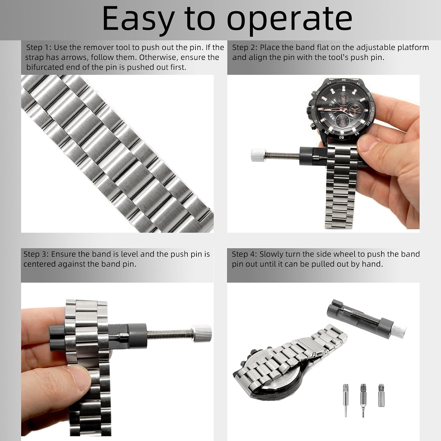 Watch Link Removal kit, Watch Band Adjust and Pin Remover for Sizing Metal Bracelets, Professional Watch Repair Kit