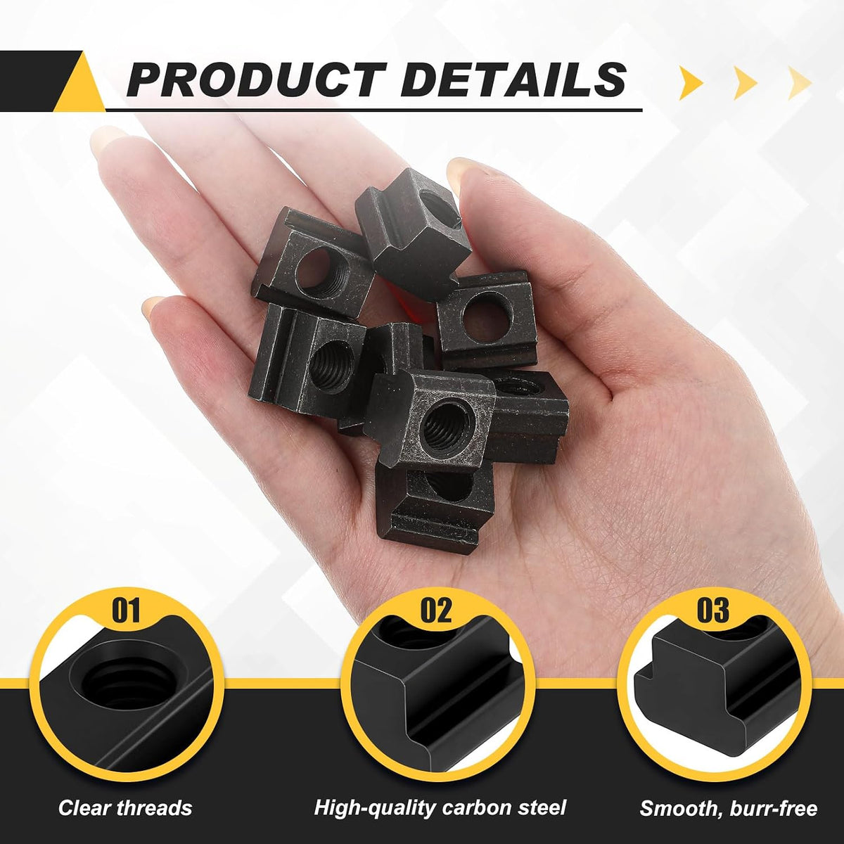 Yaocom 20 Pcs M10 T Slot Nuts, 3/8 Threads Black Oxide Finish Table Slot