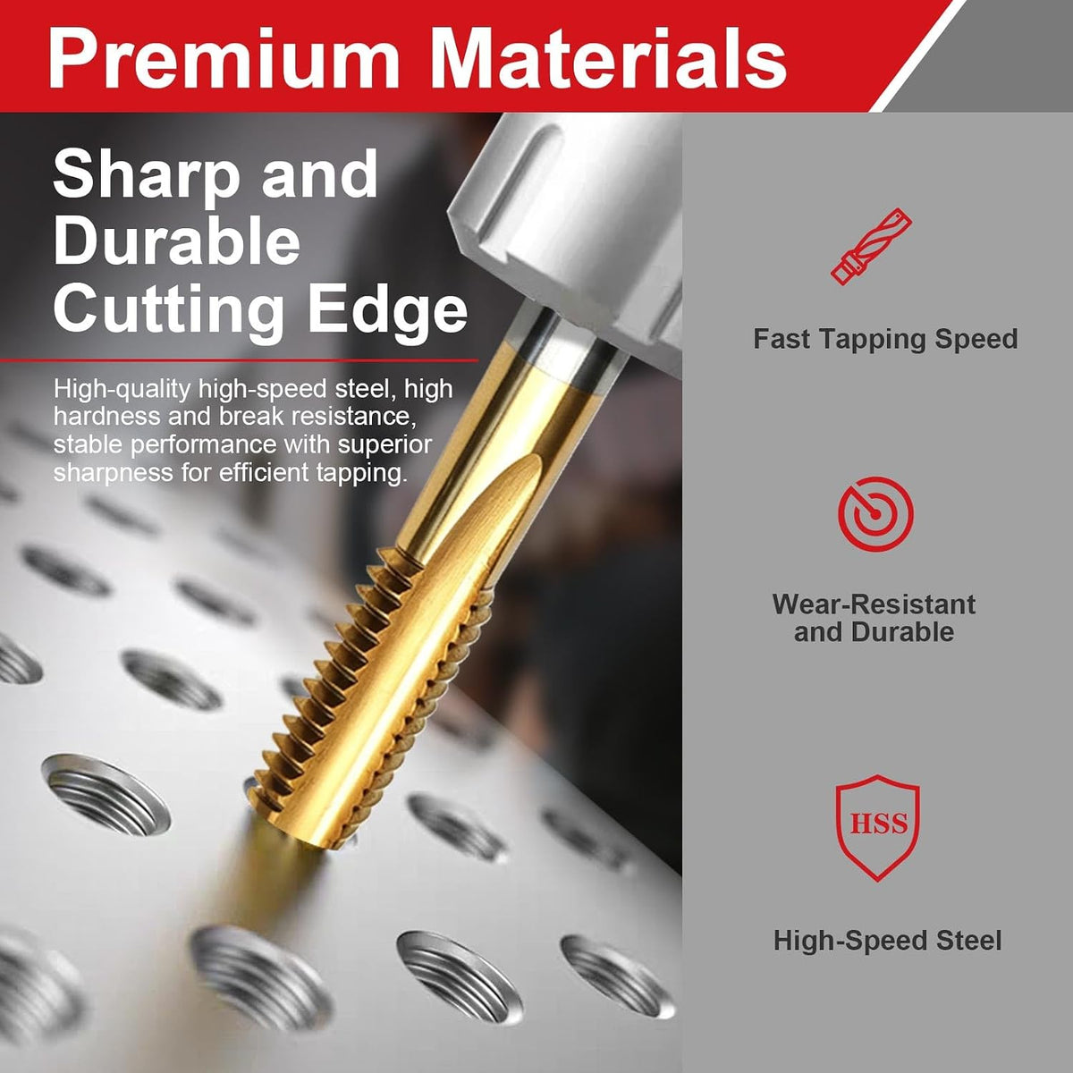 2 Pcs M8 x 1.25 Metric Thread Tap, M2 HSS Right Hand Thread Milling Tap
