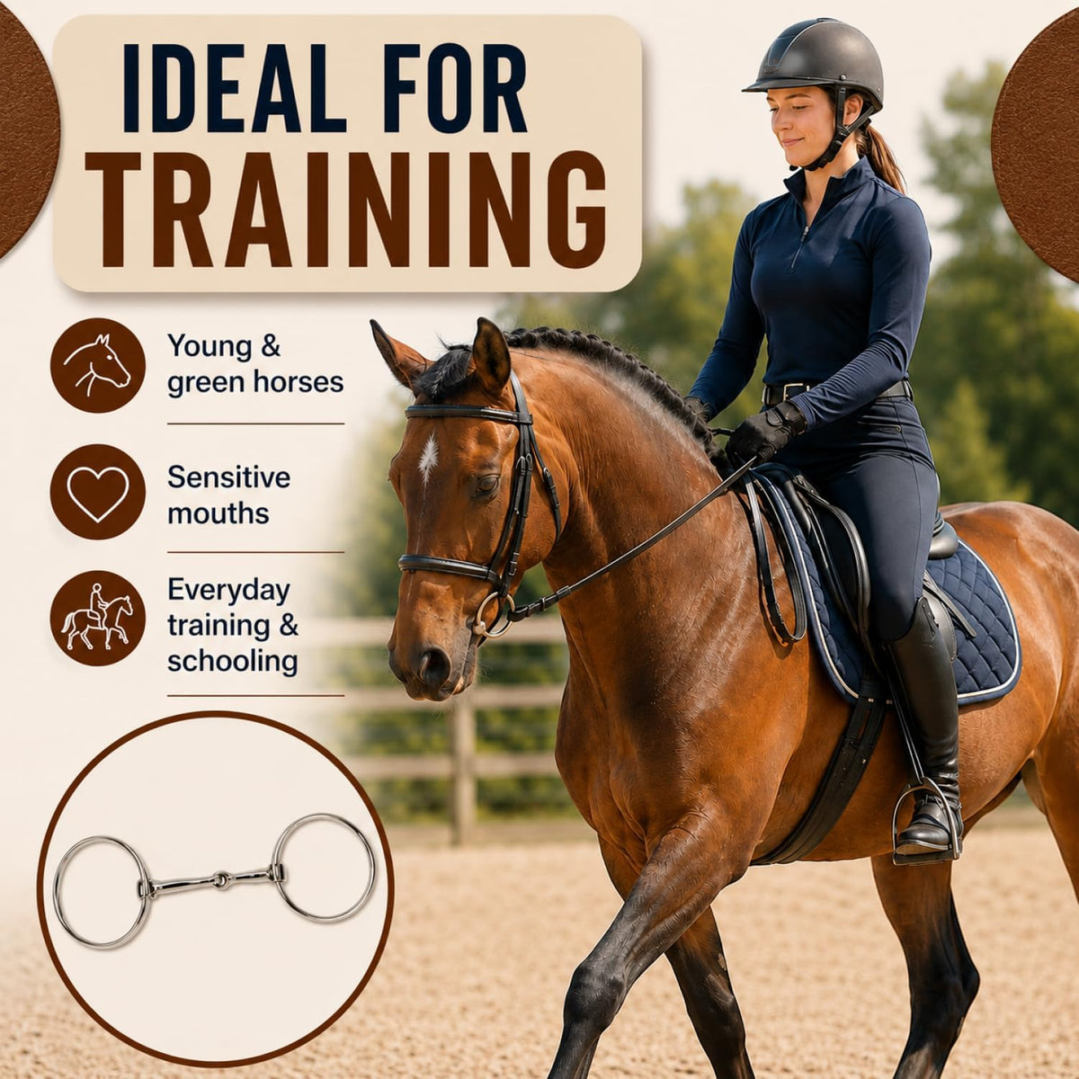 Loose Ring Snaffle Bit for Horses, Iron Training Bit, Direct Pressure for Young, Green or Sensitive Horses, Western