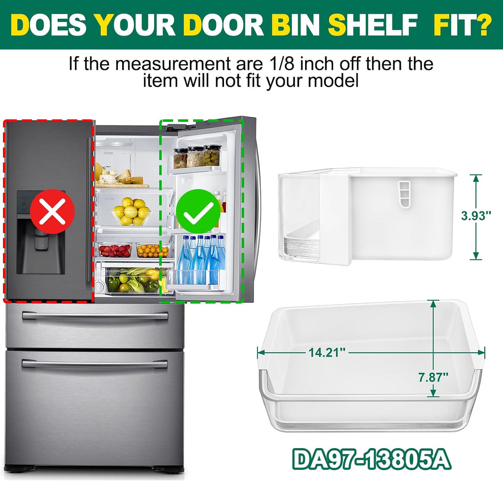 Upgraded DA97-13805A Refrigerator Door Bin Shelf Replacement, Compatible with Samsung Refrigerator Right Door Shelf Parts RF28HMEDBSR RF24FSEDBSR RF28HMEDBBC AP5798292 PS8762447 Right Door Bin Shelves
