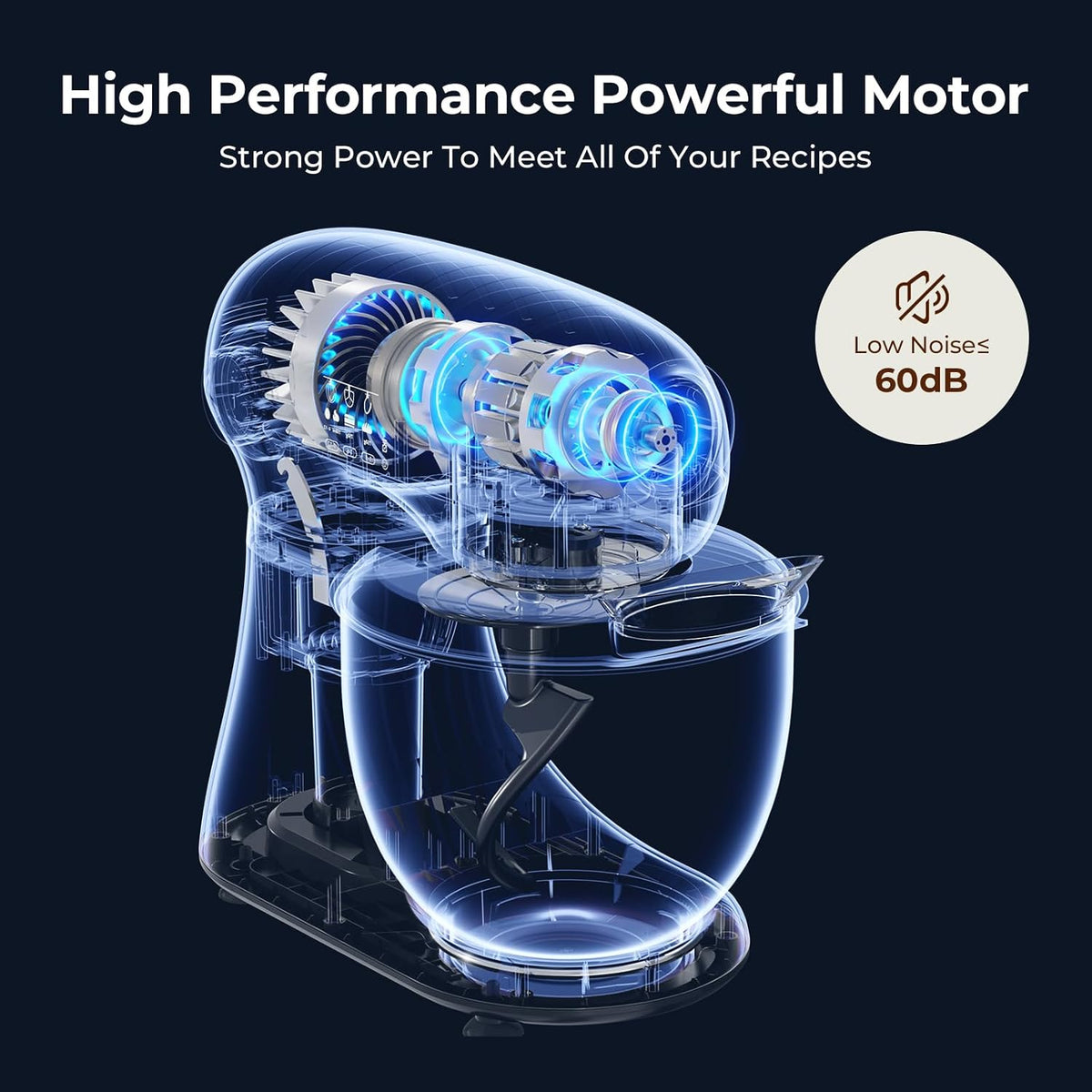 5.3 Quart Electric Stand Mixer With 12 Speed, Low Noise