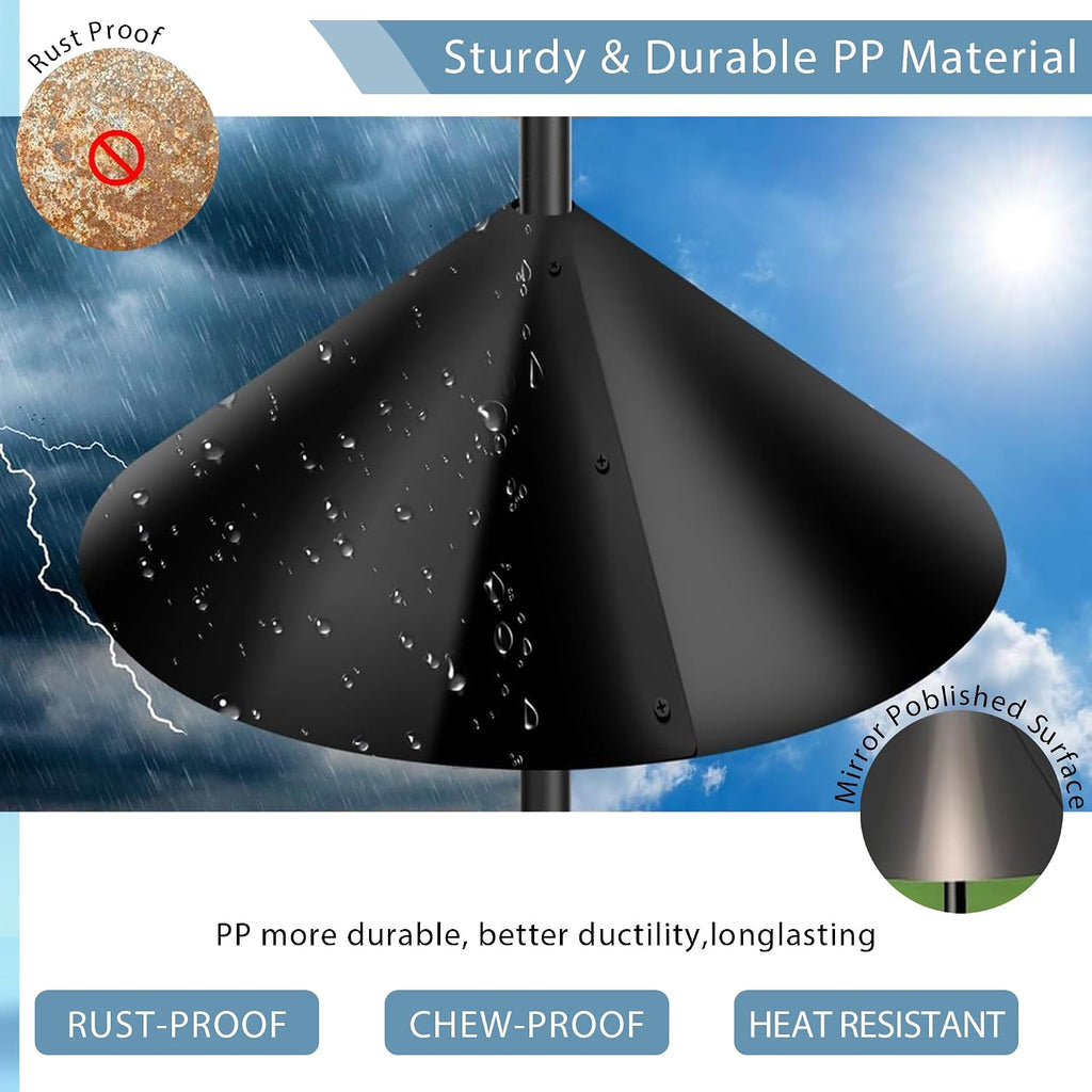 Squirrel Baffle for Bird Feeders Pole - 16 Inch Wide Cone Guard, Heavy Duty Chew Proof Baffle for Pole Mounted