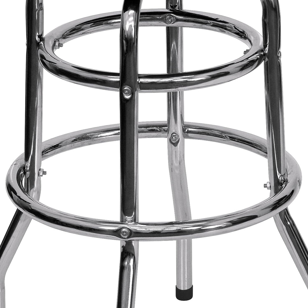 Double Ring Barstool with Padded Seat, Black, 2-Pack