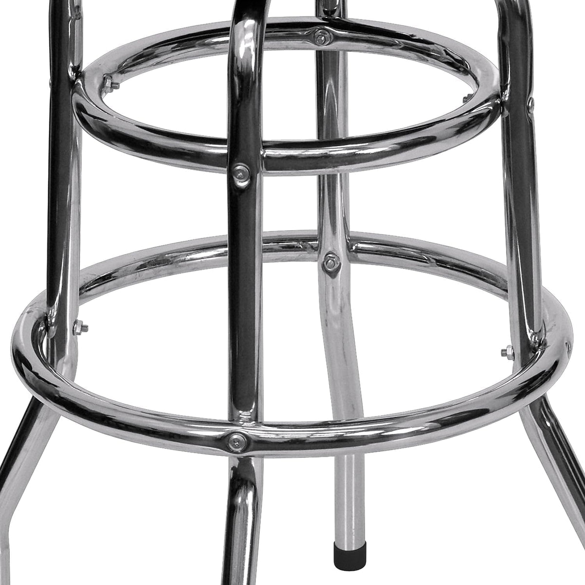 Double Ring Barstool with Padded Seat, Black, 2-Pack