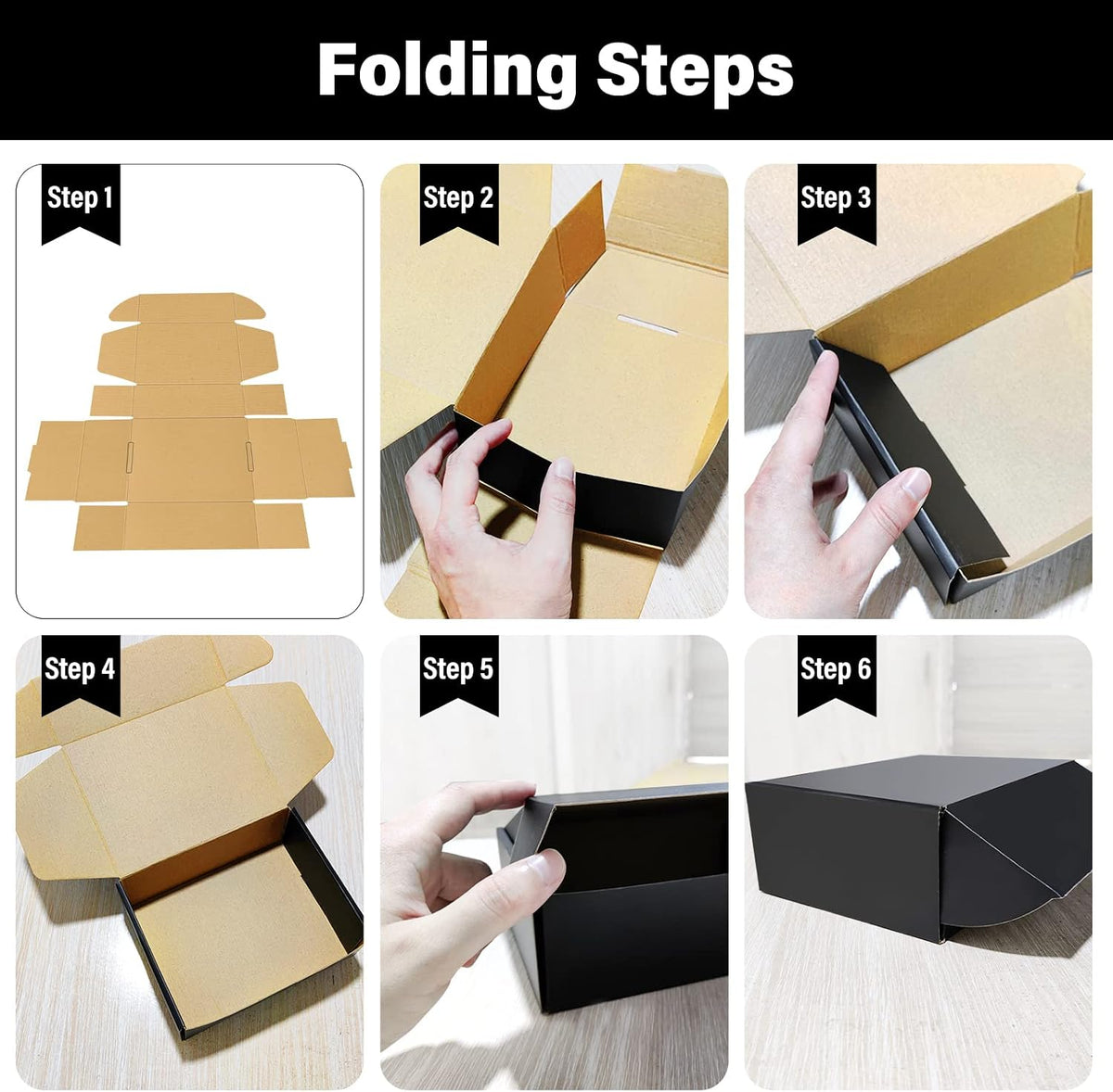 30 Pack 9x6x4 inch Black Shipping Boxes, Corrugated Cardboard