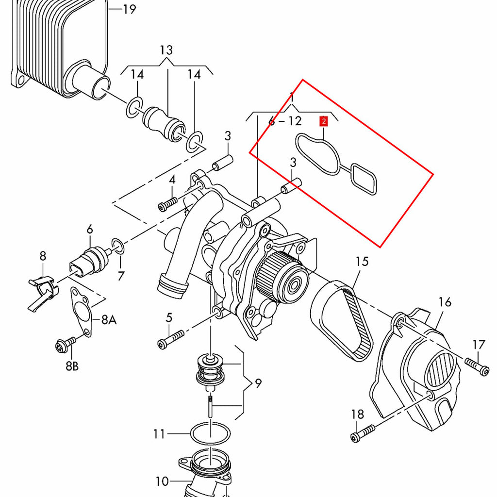 AMCC Engine Water Pump Seal Gaskets Replace: 06J121119