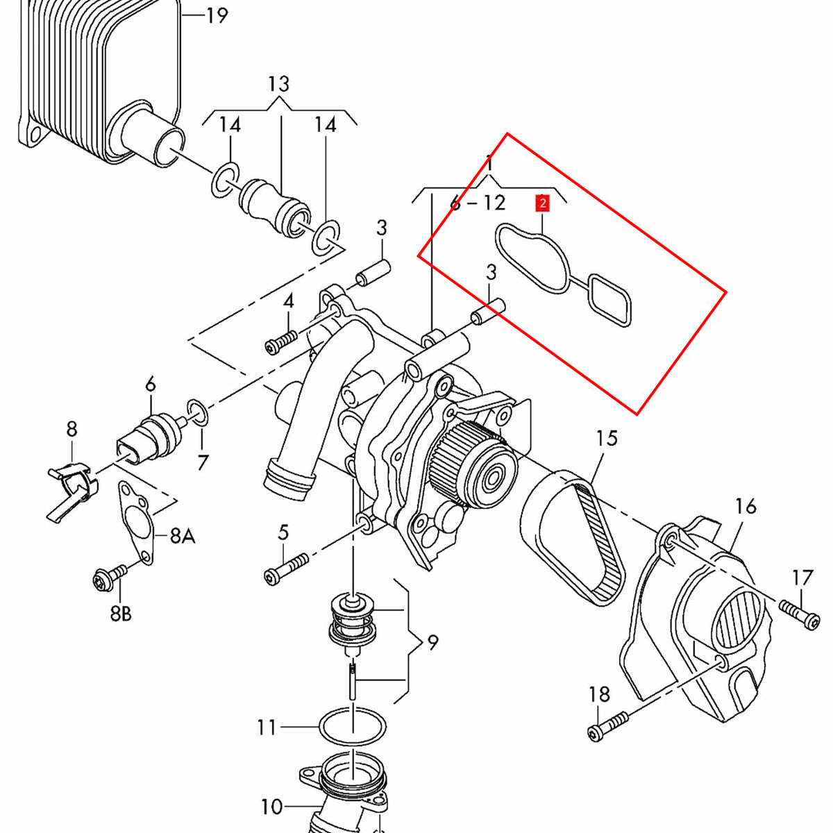 AMCC Engine Water Pump Seal Gaskets Replace: 06J121119