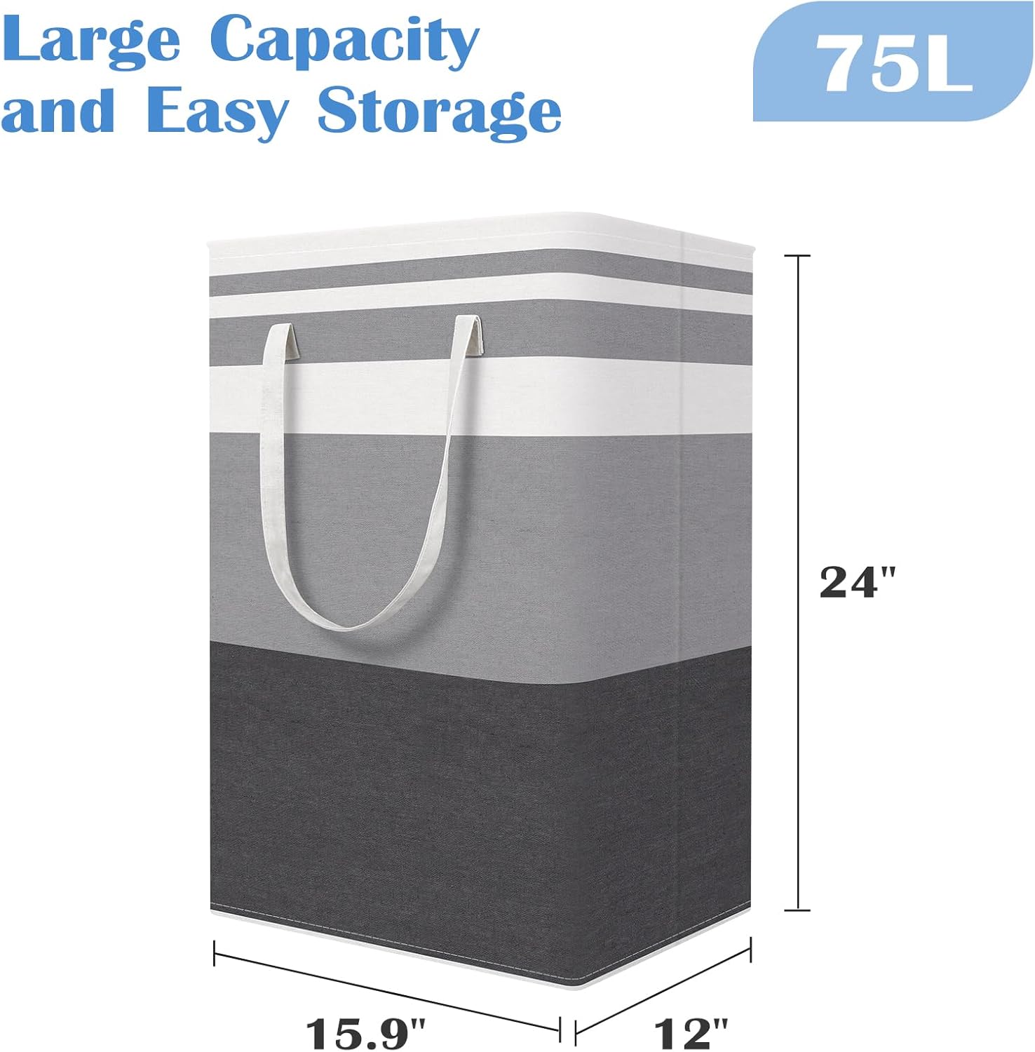 3-Pack Laundry Basket, Collapsible Laundry Hamper, Grey, 75L | Laundry Clothes Hamper, Hampers for Bedroom